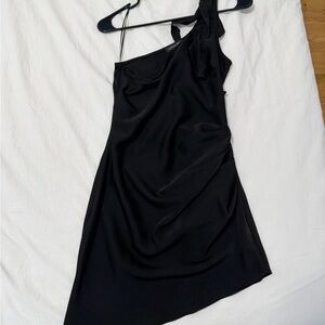 Cotton Candy Black One-Shoulder Dress